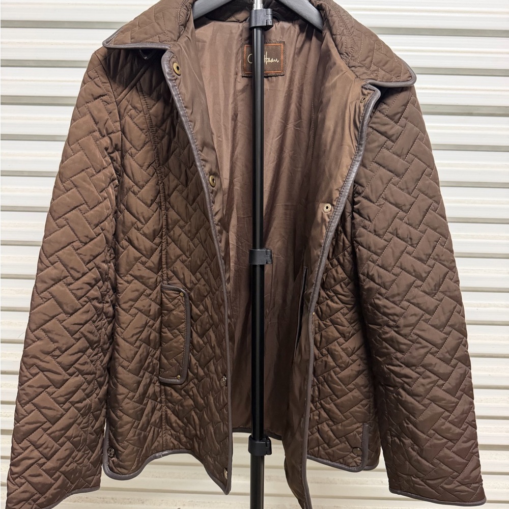 Cole Haan Quilted Brown Lightweight Shirt Jacket